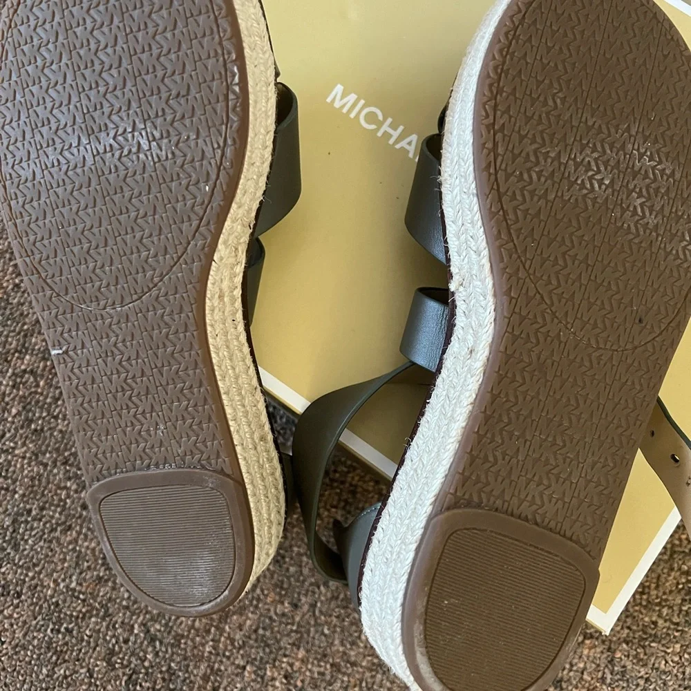 Women's Leather Espadrille Sandals - Gray